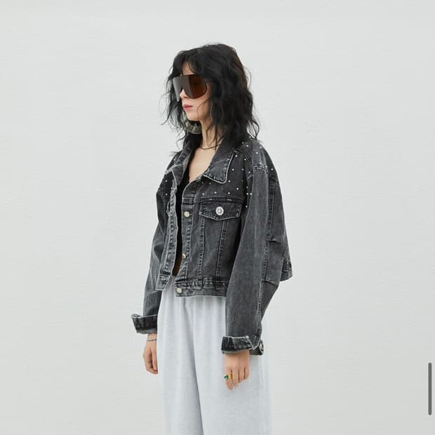 애프터홈파티 펄 데님 자켓
