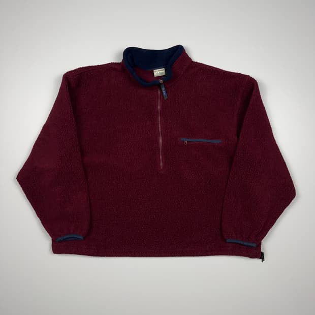 (110) 80s 엘엘빈 헤비 플리스 풀오버 버건디