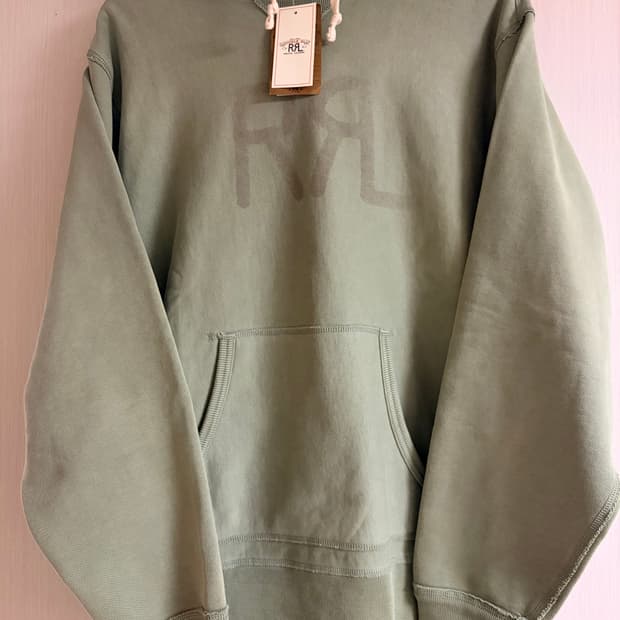 RRL 더블알엘 후드티 랜치 로고 티셔츠 페이디드 민트 L