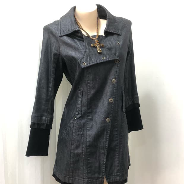 dark denim trench style jacket dress