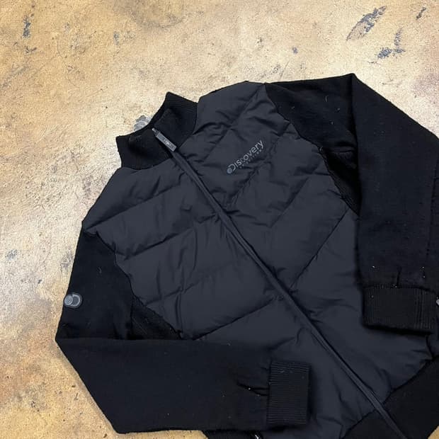 [정품/95] 디스커버리 블랙 패딩 니트집업 b17