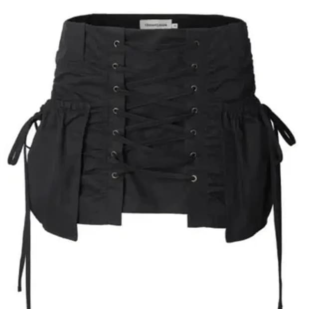 쓰리타임즈 리코 카고 스커트 S 블랙 쓰탐 치마