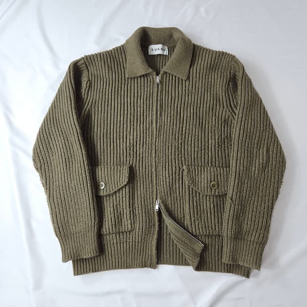 수아레 투웨이 카라 집업 헤비니트 가디건 L