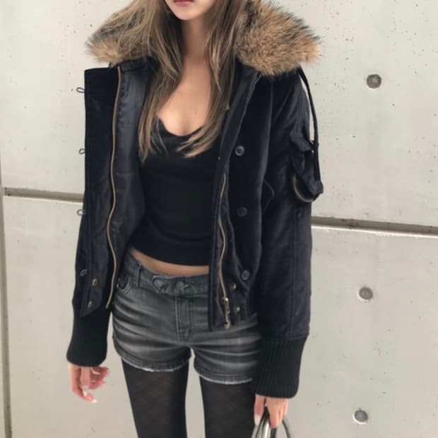 퍼후드 자켓 블랙