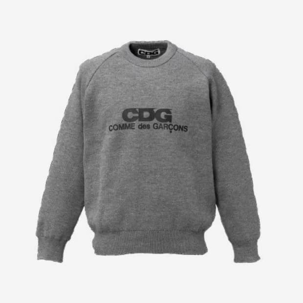 [XL] CDG 라운드넥 스쿨 풀오버 니트 그레이