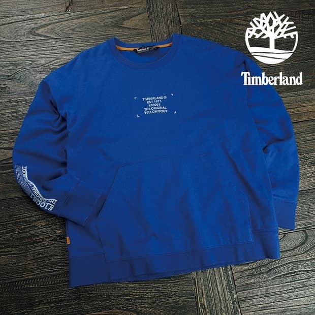 [팀버랜드] 멀티 프린팅 오버핏 맨투맨 블루 M19804