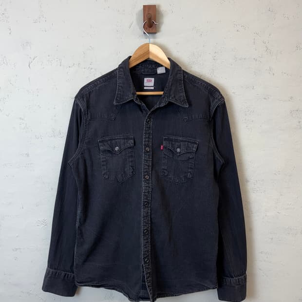 리바이스 흑청 데님 웨스턴 버튼 셔츠