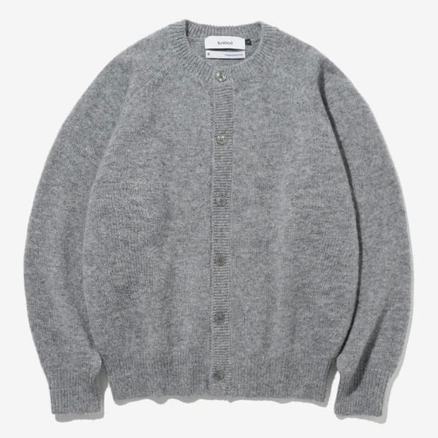 (L) 니티드 쉐기독 울 100% 라운드 가디건 GREY