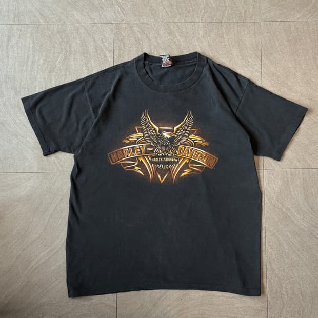 95년 미국 생산 할리데이비슨 블랙 반팔 티셔츠 싱글스티치