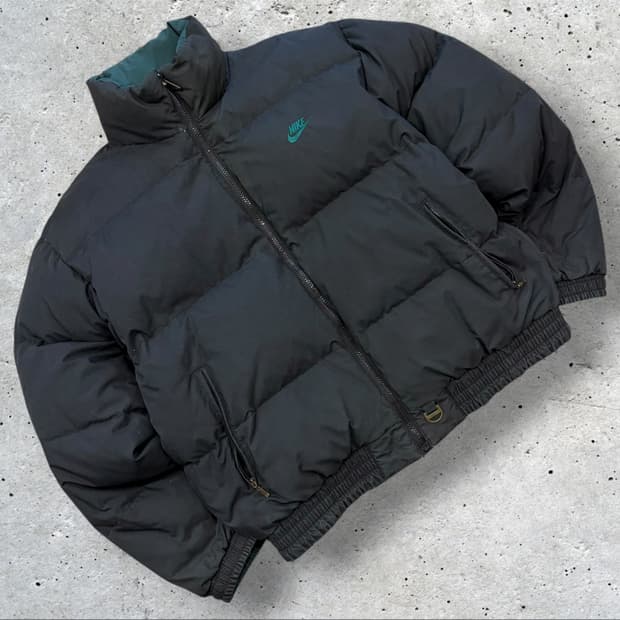[L] 90s 나이키 삼나스포츠 리버시블 블랙 그린 빈티지 패딩 B327