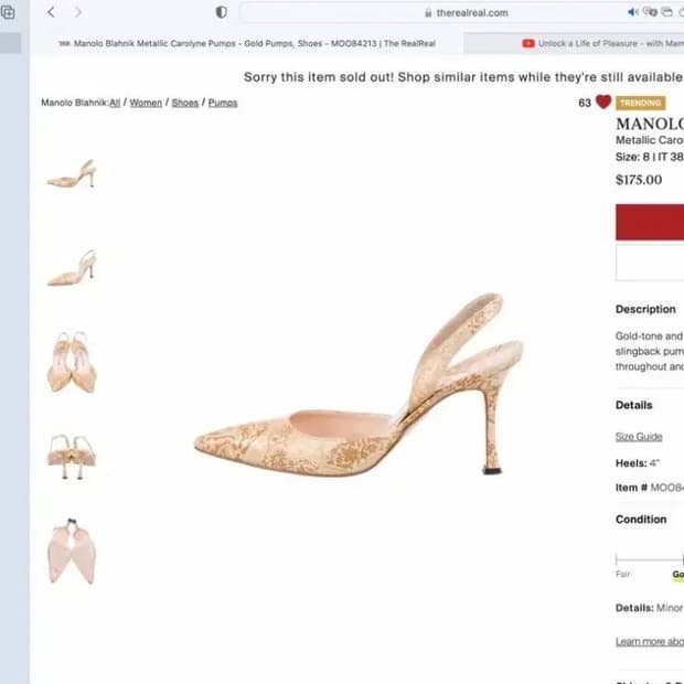 Manolo Blahnik 마놀로 블라닉 메탈릭 캐롤라인 펌프스