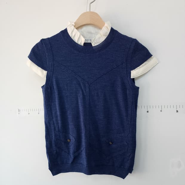 SJSJ 레이어드 니트 조끼 블라우스