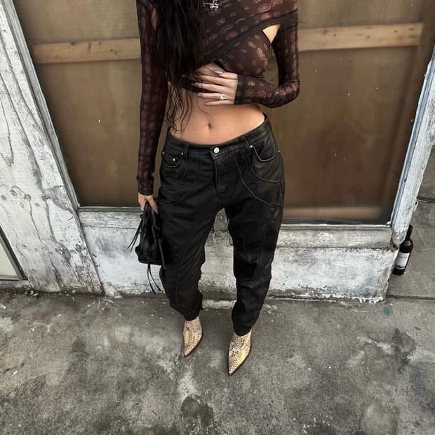 604service ACID wash faux leather pt