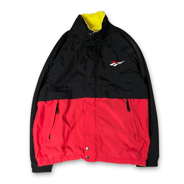 리복 블랙 레드 옐로우 리버시블 나일론 자켓