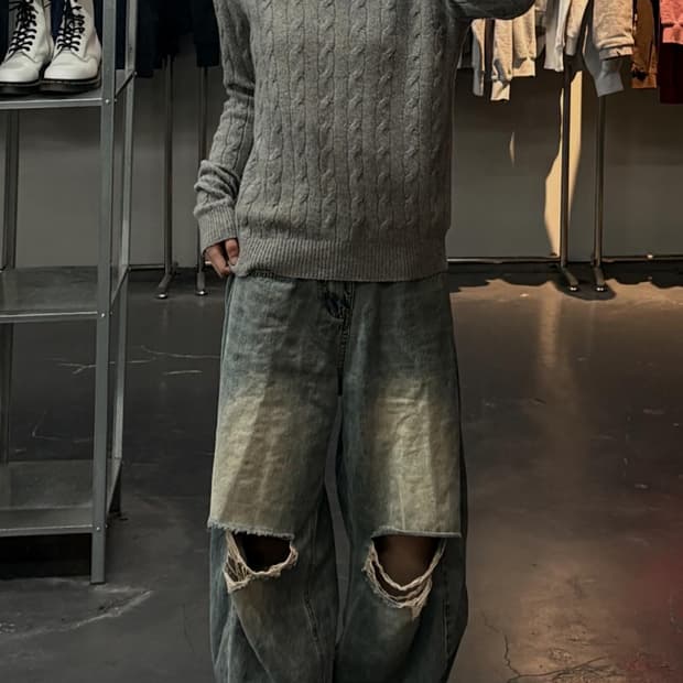 폴로랄프로렌 포니로고 니트 코튼 스웨터 그레이 헤더 A3560 