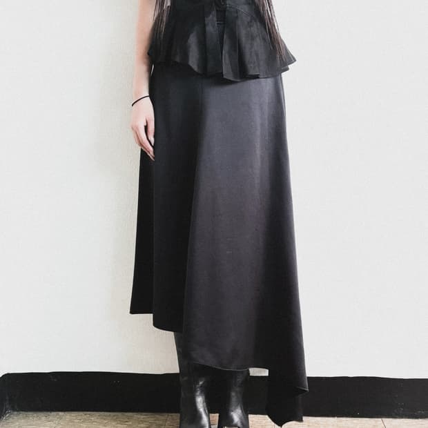 msgm 18ss 사선 언밸런스 드레이프 스커트