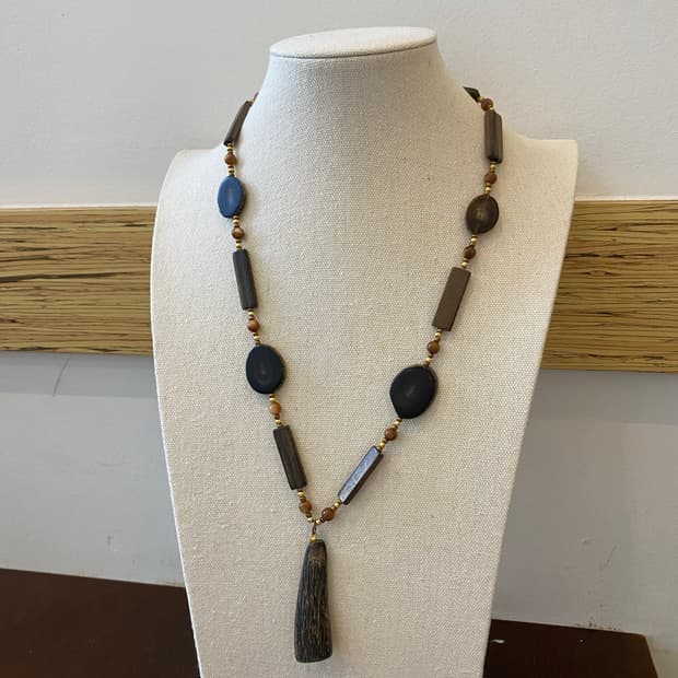 빈티지 우드 비드 목걸이