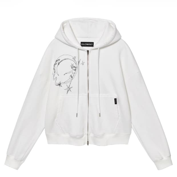 글로니 마야 두들 프린트 후드 집업 화이트