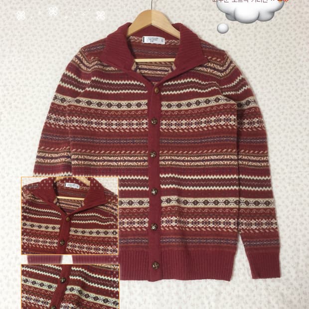 빈티지 모리걸 노르딕 메론빵단추 가디건