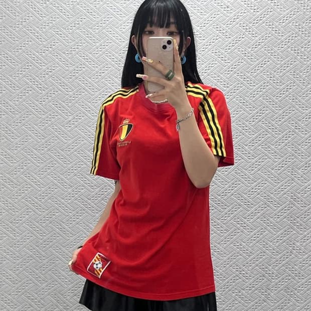 아디다스 올드스쿨 레트로 벨기에 유니폼 삼선 반팔티 M C13899