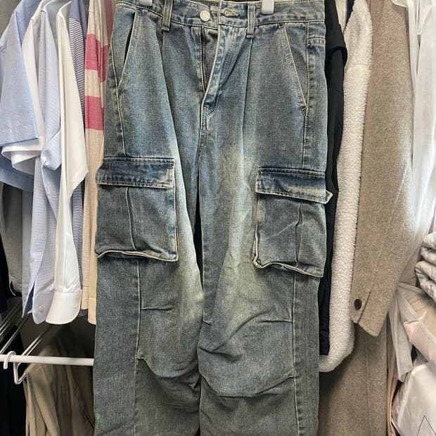 블론드나인 카고 샌드 블루 데님 팬츠