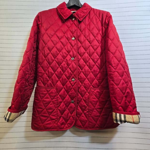 버버리(정품) 퀼팅 자켓 레드 체크