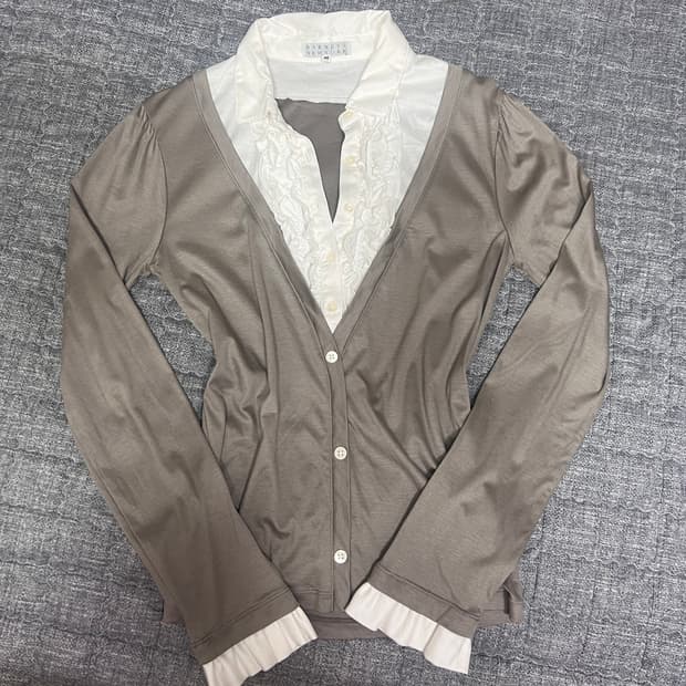 빈티지 셔츠 블라우스 레이어드 로걀탑 갸루 라떼갸루 공겜깔