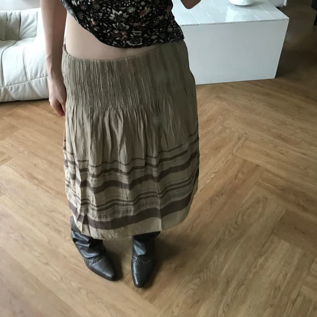 vintage beige stripe skirt