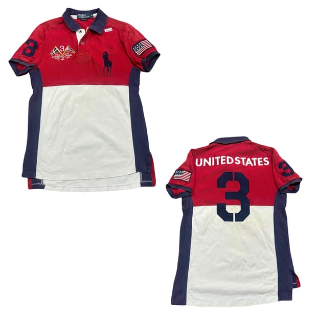 ✨ (바배) 폴로 랄프로렌 성조기 레이싱 한정판 커스텀핏 카라 반팔티 