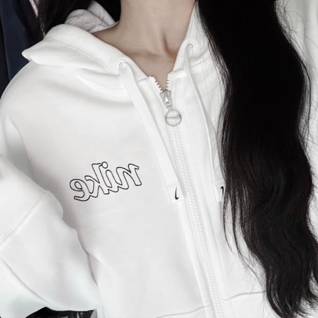 나이키 빅로고 화이트 우먼 후드집업 트랙탑