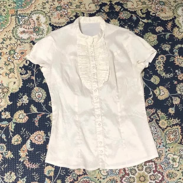 빈티지 새틴 스트라이프 블라우스 