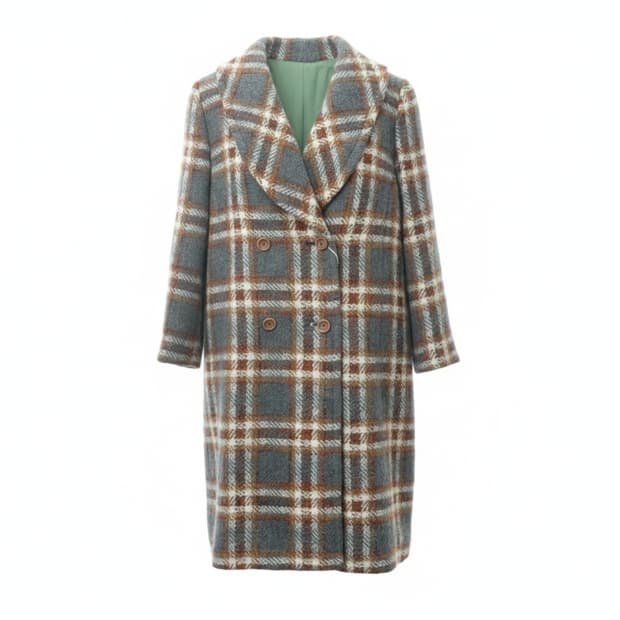 빈티지 울 체크 더블 코트 여성 1856