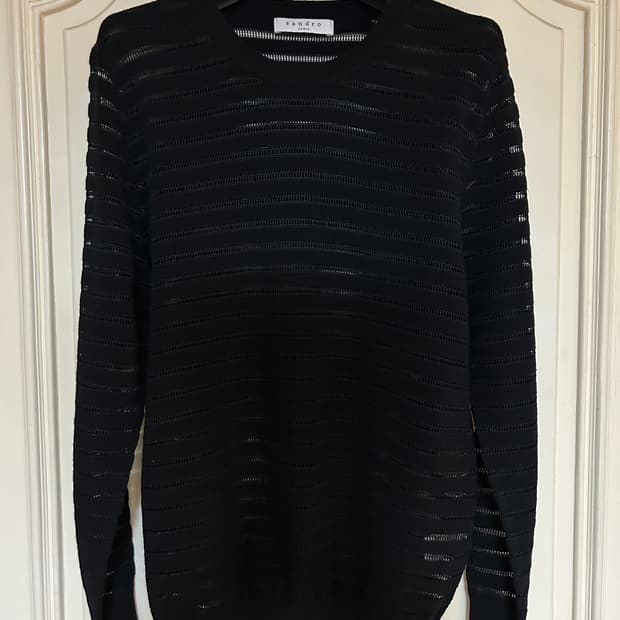 산드로 스트라이프 시스루 니트