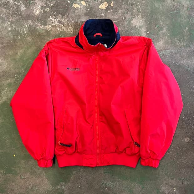 90's 올드 콜롬비아 플리스 안감 레드 바람막이 집업 빈티지 자켓