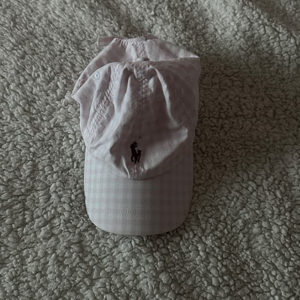 폴로 랄프로렌 분홍 체크 캡모자 55cm