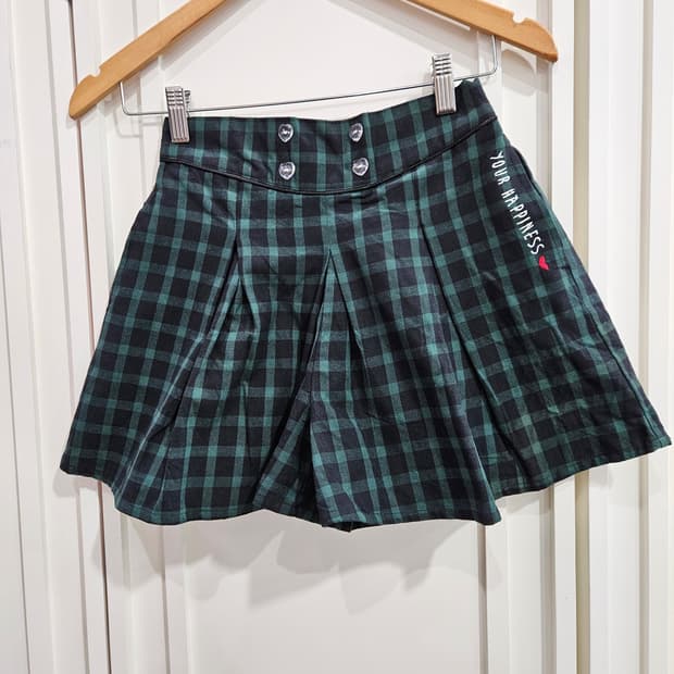 체크 플리츠 치마바지