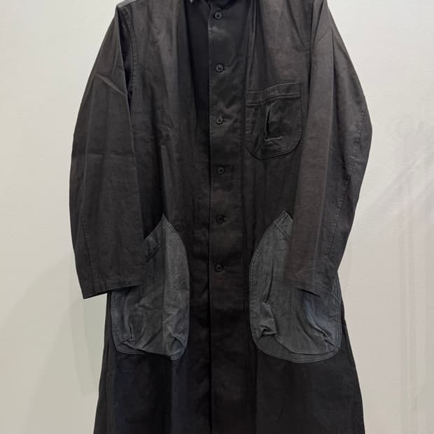 요지야마모토 뿌르옴므 18ss 바이컬러 롱 셔츠 코트