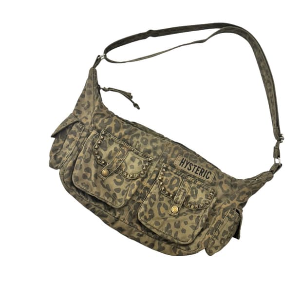 히스테릭글래머 레오파드 스터드 숄더백 올리브