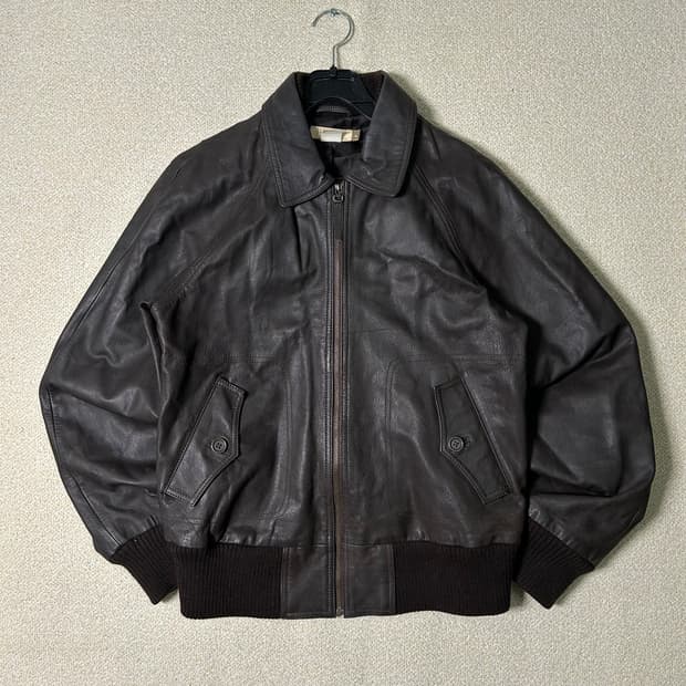  (M) 제이크루 브라운 가죽 봄버 자켓