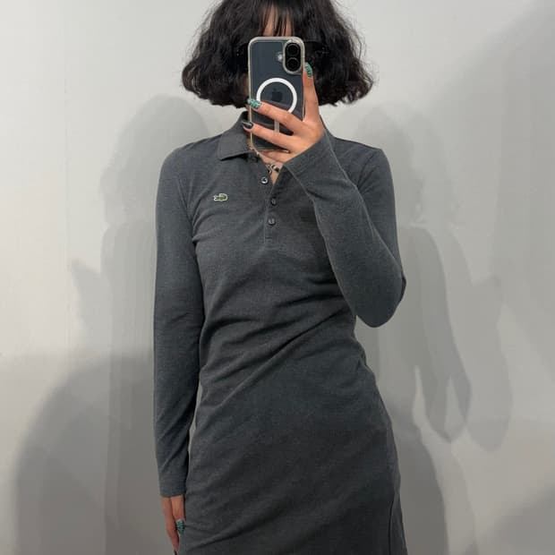 34 라코스테 로고 카라 미니 원피스 그레이