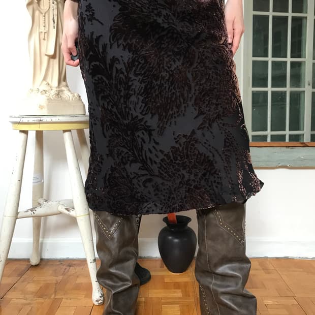 vintage velvet pattern one-piece