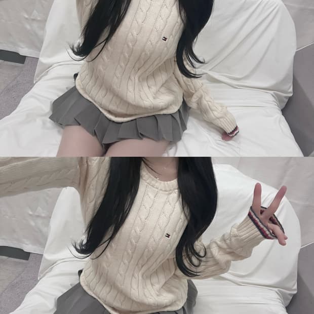 타미힐피거 꽈배기 니트