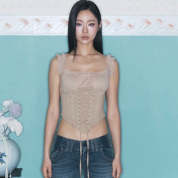 플리즈노팔로우 Della corset top 델라 코르셋탑 샌드베이지