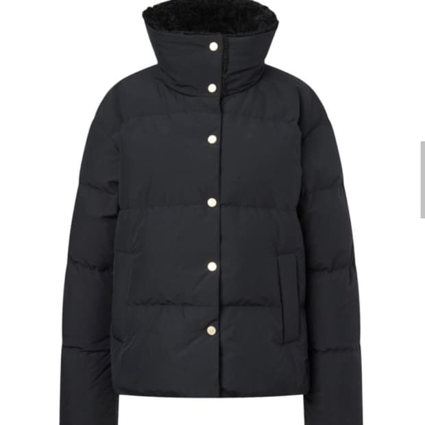 헤지스 블랙 퍼 카라 구스다운 패딩