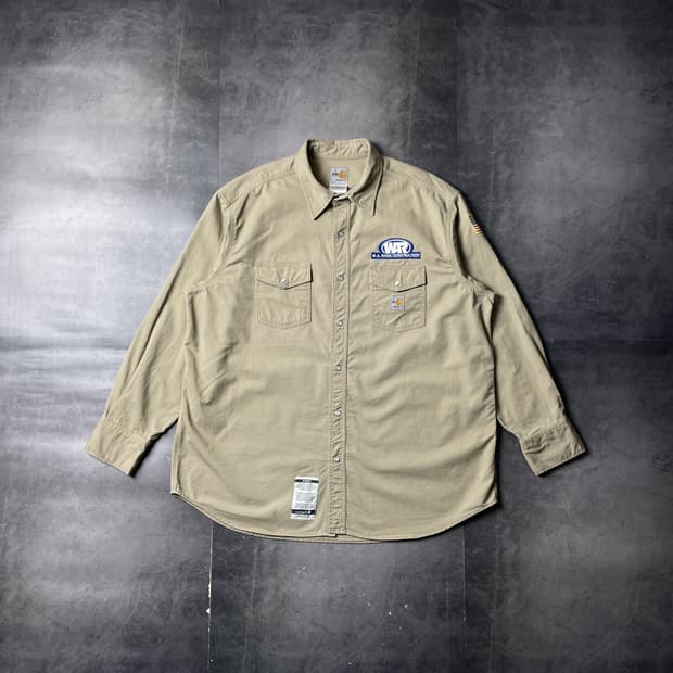 CARHARTT 칼하트 빈티지 베이지 스냅버튼 워크 셔츠 A00859