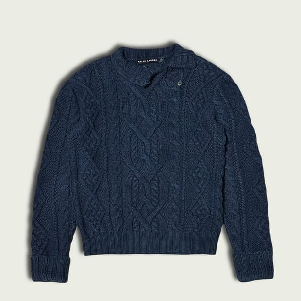 블랙라벨 하이넥 피셔맨 니트