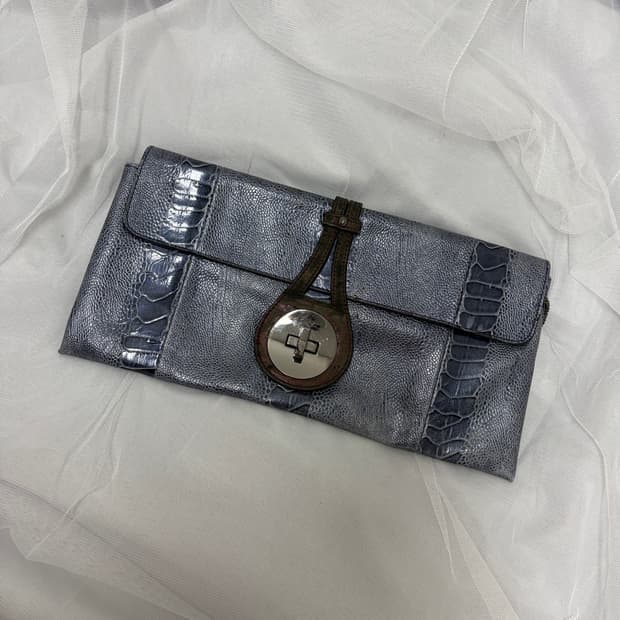 Blue Snakeskin Clutch