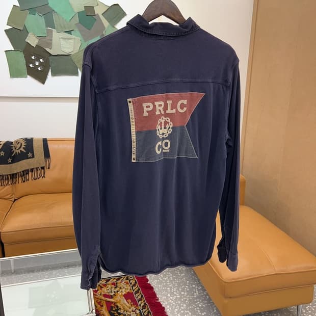 폴로 랄프로렌 빈티지 해군 PRLC 백패치 긴팔카라티 105 C04401
