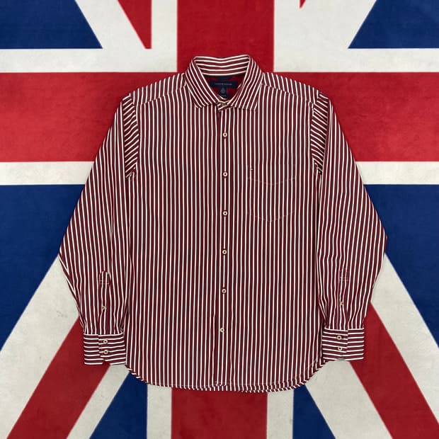 타미 와이드카라 스트라이프셔츠 M 실측 L 