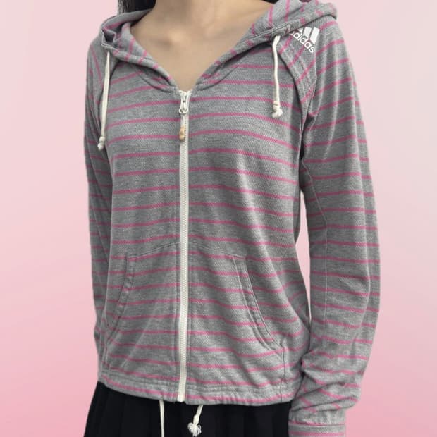 Adidas stripe hood zipup